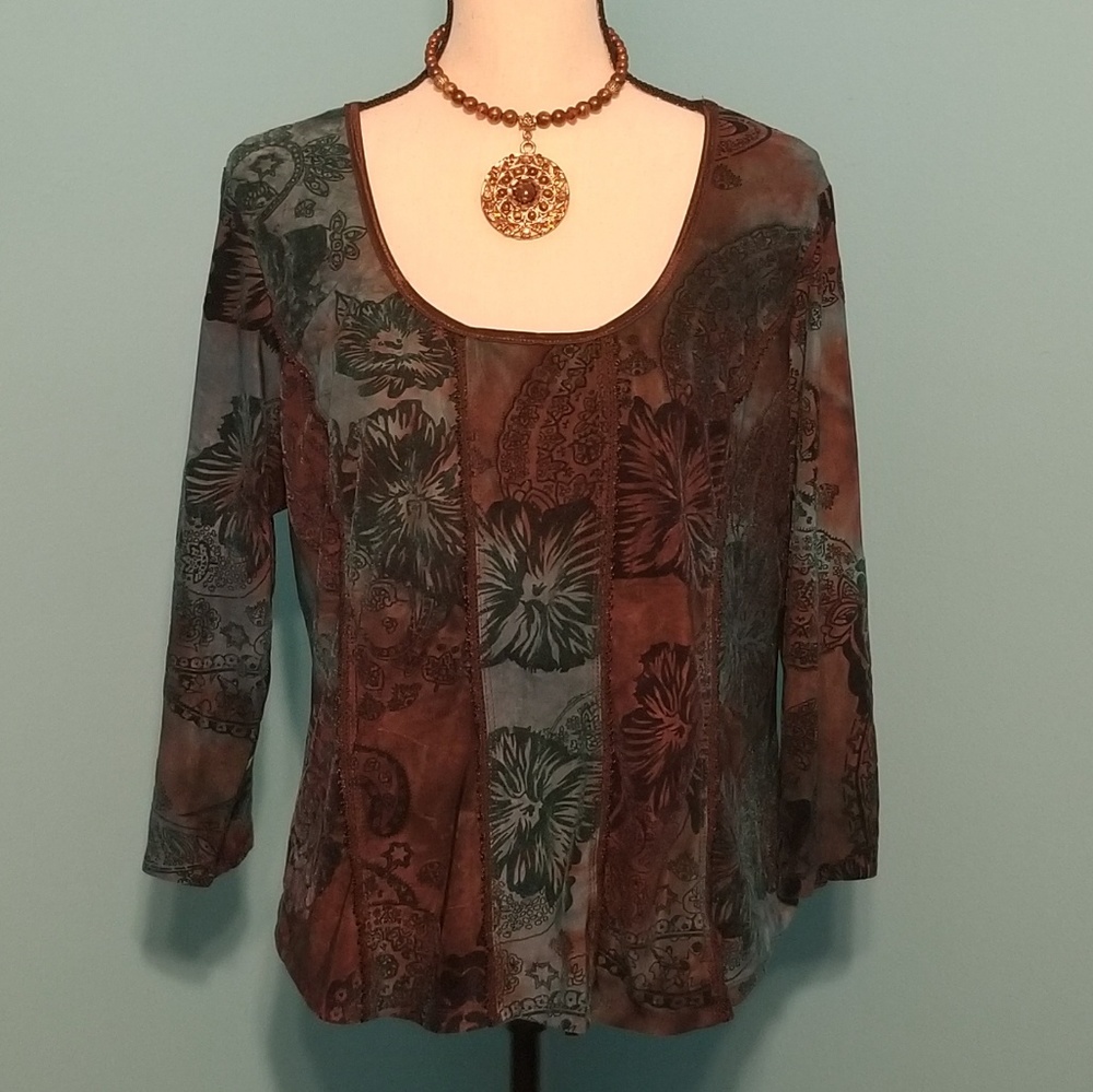CLEARANCE Dress Barn blue-brown velvety top